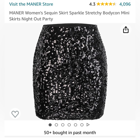 Maner Black Sequin Stretch Mini Skirt Women’s XS Lined Party Club - Picture 8 of 9